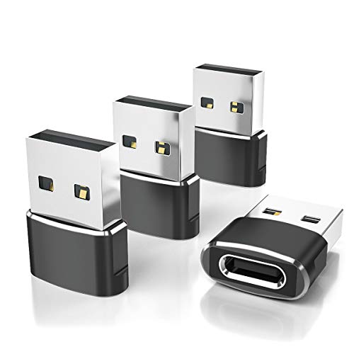 Elebase USB to USB C Adapter 4 Pack,Type C Female to A Male Charger Converter for Apple Watch Ultra iWatch 8 7,iPhone 15 14 13 12 Pro Max Plus,Airpods,iPad 9 10 Air 5 Mini 6,Car,Samsung Galaxy S23 S24