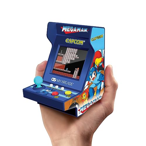 MY ARCADE Mega-Man Pico Player: 3.7' Fully Playable Portable Tiny Arcade Machine with 6 Retro Games, 2' Screen Color Display, Small
