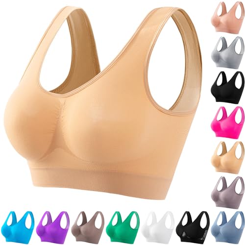 Summer Breathable Cool Liftup Air Bra Plus Size Seamless Sports Bras for Women High Support Comfy No Underwire Full Support Sports Bras for Women Large Bust Stretchy Push Up Sports Bras for Women