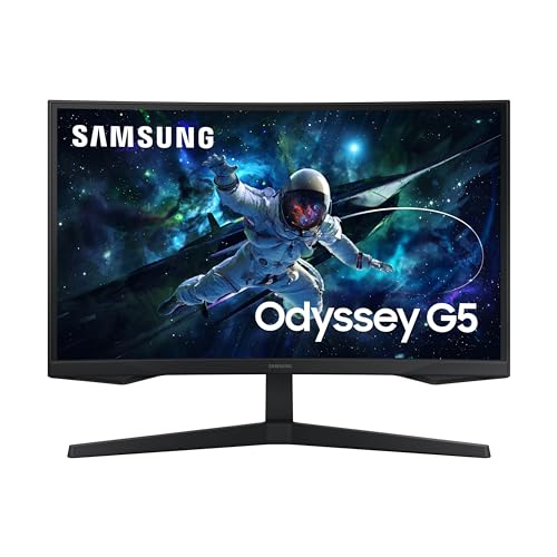 SAMSUNG 27-Inch Odyssey G55C Series QHD 1000R Curved Gaming Monitor, 1ms(MPRT), HDR10, 165Hz, AMD Radeon FreeSync, Eye Care, LS27CG552ENXZA, 2024