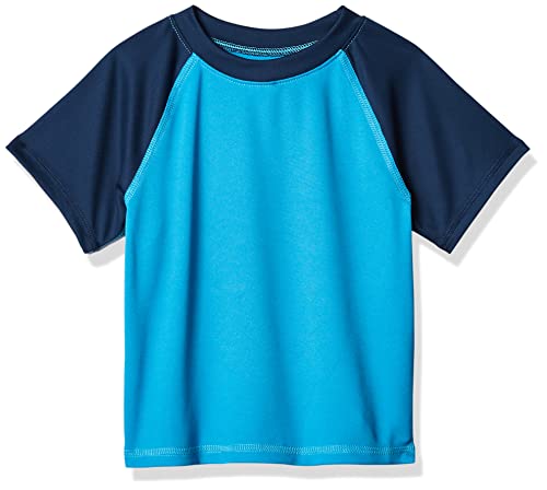 Kanu Surf Boys' Short Sleeve UPF 50+ Rashguard Swim Shirt, Contrast Aqua, X-Small (6)