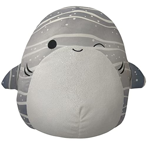 Squishmallows Original 14-Inch Sachie Grey Striped Whale Shark with White Belly - Large Ultrasoft Official Jazwres Plush