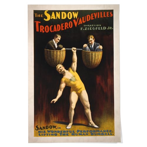 Lantern Press 24x36 Inch Giclee Print, The Sandow Trocadero Vaudevilles Weightlifting, Vintage Advertisement