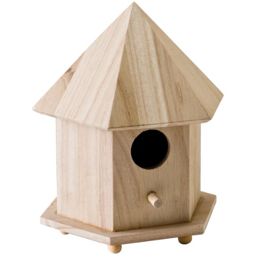 Plaid Enterprises, Inc. Plaid Wood Surface Crafting Birdhouse, Gazebo,Brown, 1 Count (Pack of 1)