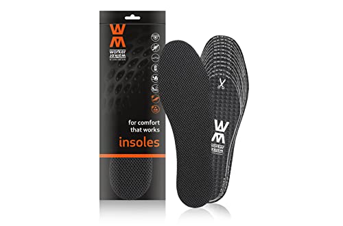 Worker Walker Super Active – Breathable Work Shoes Insoles Work Boot Inserts, Odor Eating Charcoal, Made of 3 Layers
