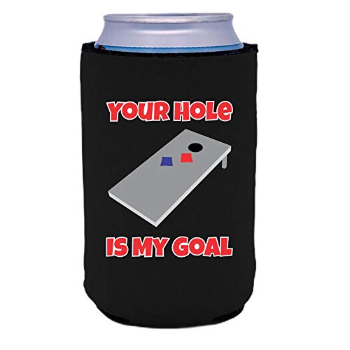 Your Hole Is My Goal Collapsible Can Coolie (Black, 2 Pack)