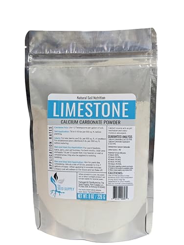 8 Ounces Calcium Carbonate Limestone Powder by The Seed Supply - Rock Dust - Great Soil Amendment and Fertilizer with Endless Uses - Bulk