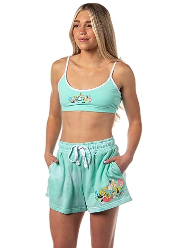 Disney Womens Alice in Wonderland Time for Tea Bralette and Short Pajama Lounge Set (Small) Mint