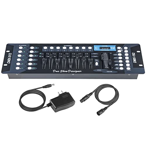 DMX Controller, DMX Console,192CH Dmx512 Console, with 2m/6.6 ft DMX Signal Cable, Controller Panel Use for Editing Program of Stage Lighting Runing