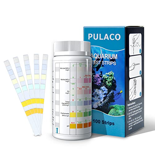 PULACO Aquarium Fish Tank Test Strips (6 in 1)100 Count for Fresh Water and Salt Water