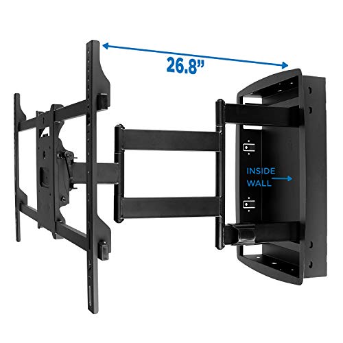 Mount-It! Recessed TV Wall Mount, Articulating Full Motion in-Wall TV Bracket for Flush Installation, 28 Inch Extended Arm Fits Screen Sizes 32, 37, 40, 42, 47, 50, 55, 60, 65, 70 inch, Up to 175 lbs