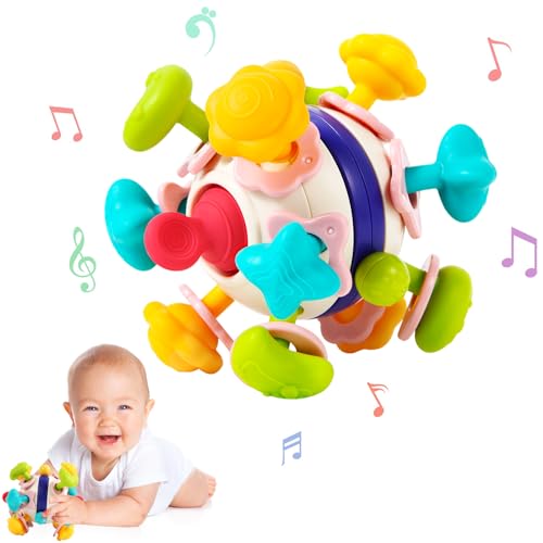 Hooku Baby Teethers Montessori Toys, Baby Sensory Teething Toys, Baby Rattle Chew Toys, Toddler Educational Learning Toys, Gifts for Infant Newborn Boys Girls