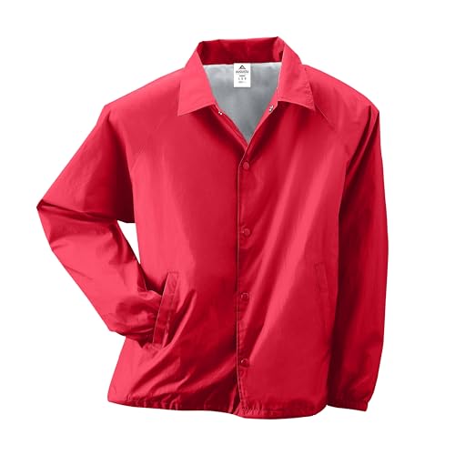 Augusta Sportswear Men's Standard Nylon Coach's Jacket/Lined, Red, Small