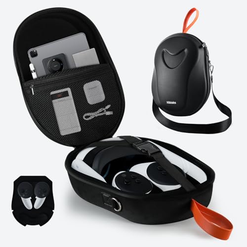 Hibloks Hard Carrying Case Compatible with Meta Quest 3 Accessories, Travel Strap Backpack for Oculus Quest 3 All-in-One VR Headset and Controllers Large Capacity VR Carrying Bag for Storage