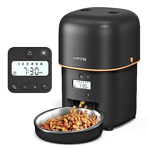 Yuposl Automatic Cat Feeders - 8cup/68oz Cat Food Dispenser Easy to Use, Timed Automatic Pet Feeder with Over 180-day Battery Life, 1-6 Meals Dry Food Programmable Portion Control Also for Dogs