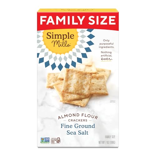 Simple Mills Almond Flour Crackers, Family Size, Fine Ground Sea Salt - Gluten Free, Vegan, Healthy Snacks, 7 Ounce (Pack of 1)