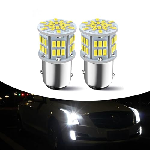 Slykew 2 PCS Automotive 1157 Dual Contact Brake Light, 1157 7528 2357 2057 BAY15D Super Bright Bulb Replacement, 3014-54SMD Chip Truck Brake Tail Light, 360° Lighting Accessories (White)