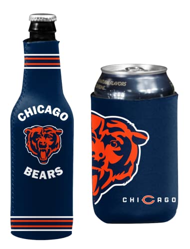 Football Can & Bottle Holder Insulator Beverage Huggie Cooler (Chicago Navy Crest/Logo (Bears))