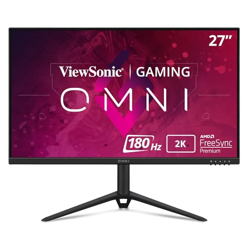 ViewSonic Omni VX2728J-2K 27 Inch Gaming Monitor 1440p 180hz 0.5ms IPS w/FreeSync Premium, Advanced Ergonomics, HDMI, and DisplayPort, Black