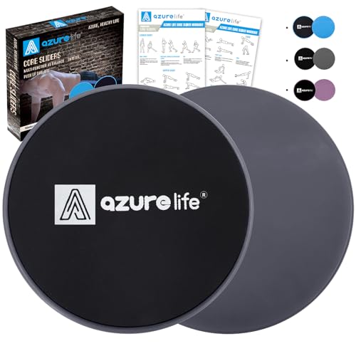 A AZURELIFE Exercise Core Sliders, Dual Sided Exercise Gliding Discs Use on Carpet or Hardwood Floors, Light and Portable, Perfect for Abdominal&Core Workouts