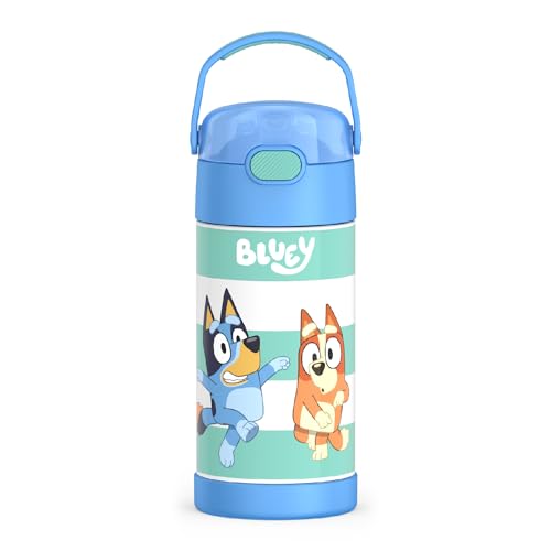 THERMOS FUNTAINER Water Bottle with Straw - 12 Ounce, Bluey - Kids Stainless Steel Vacuum Insulated Water Bottle with Lid
