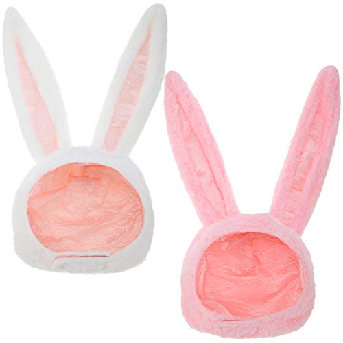 Syhood 2 Pcs Plush Bunny Ears Hats Rabbit Costume Hood Fun Warm Hats for Women Men Easter Party Decoration