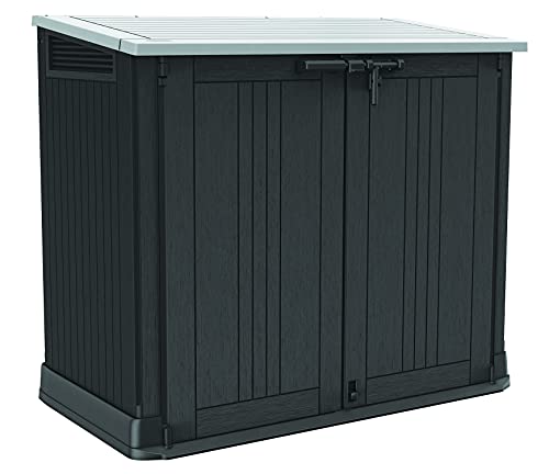 Keter Store-It-Out Prime 4.3 x 3.7 ft. Outdoor Resin Storage Shed with Easy Lift Hinges, Perfect for Yard Tools, Pool Floats and Garden Accessories, Black