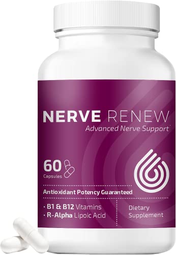 NERVE RENEW Advanced Nerve Support - Natural Nerve Discomfort Support with R-Alpha Lipoic Acid and Vitamin B Complex - 60 Capsules - Antioxidant Potency, Fast-Acting Formula