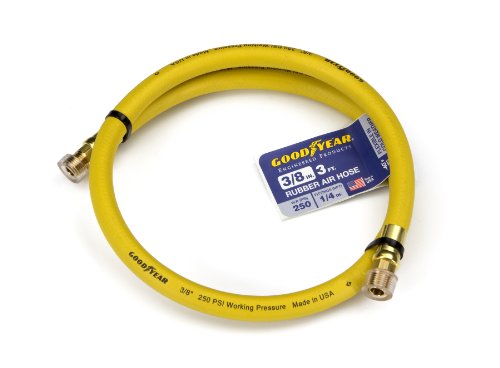 Goodyear 3' x 3/8' Rubber Whip Hose Yellow 250 Psi