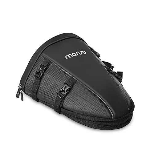 MOSISO Motorcycle Tail Bag Multifunctional Waterproof Polyester Storage Saddle Bag, 10L Outdoor Sports Motorbike Rear Seat Light Tank Bag Tool Carry Bag with Shoulder Strap, Black