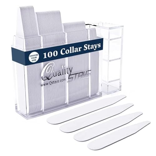 100 Plastic Collar Stays for Men's Dress Shirts - Plastic Dress Shirt Collar Inserts- Plastic Collar Stays for Men (4 Sizes)