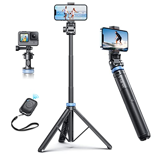 Kaiess 62' iPhone Tripod, Selfie Stick Tripod & Phone Tripod Stand with Remote, Cell Phone Tripod for iPhone, Extendable Travel Tripod Compatible with iPhone 14/13/12 Pro Max/Android/GoPro