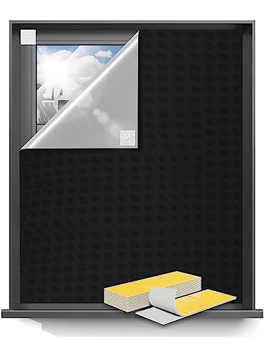 Sumobaby 50'x57' Portable Blackout Curtains, Blinds for Windows with Hook & Loop Tapes, 100% Blackout Window Shades, Curtains Easy to Cut Fit for Bedroom, Baby Room and TV Room (Black)