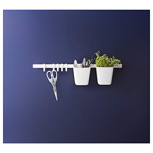 Ikea Sunnersta Kitchen Space Saver, Rail With 5 Hooks and 2 Containers, White