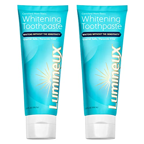 Lumineux Teeth Whitening Toothpaste 2 Pack Peroxide Free Enamel Safe for Sensitive Whiter Teeth Certified Non-Toxic, Fluoride Free, No Alcohol, Artificial Colors, SLS Free Dentist Formulated - 3.75 Oz