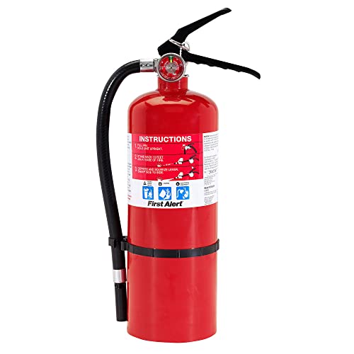 FIRST ALERT PRO5 Rechargeable Heavy Duty Fire Extinguisher, UL RATED 3-A:40-B:C, Red, 1-Pack