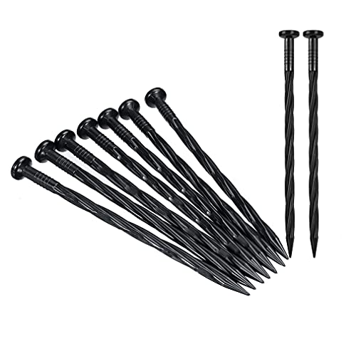 Plastic Edging Stakes; 25 Pcs 8-Inch Landscape Anchoring Spikes, Spiral Nylon Landscape for Paver Edging, Weed Barriers, Turf, Tent, Anchoring Spikes (25, 8 in)