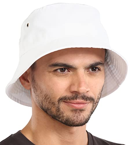 Summer Bucket Hat for Women - Fisherman Hat - Beach Bucket Hats for Men - Women's Summer Hat - Bucket Sun Hats for Protection White