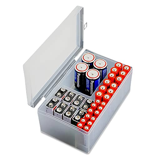 Massca Battery Storage Organizer Pack of 2 - Our Battery Organizer Stores AAA, AA, C and D size. Holds up to 34 batteries Per Pack of our Battery Case Multi Purpose battery holder