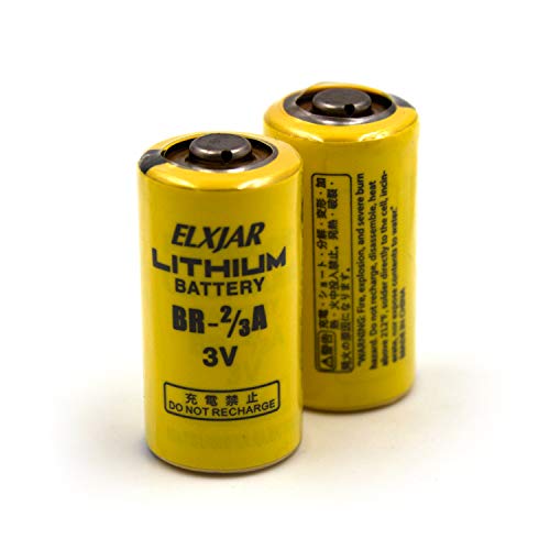 elxjar (2-Pack) 3V BR-2/3ASSP 2/3A Lithium Battery, Replacement for Panasonic BR-2/3A