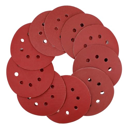 Akjwp 100PCS Sanding Discs 5 Inch 8 Holes and Loop Adhesive Sanding Discs Sandpaper for Random Orbital Sander 120/240/320/600/800 Grits