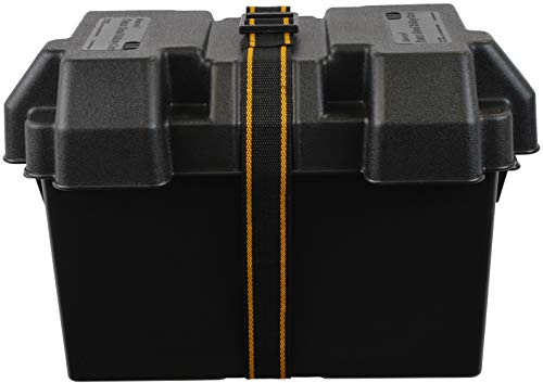 attwood 9067-1 Heavy-Duty Acid-Resistant Power Guard Series 27 Vented Marine Boat Battery Box, Black