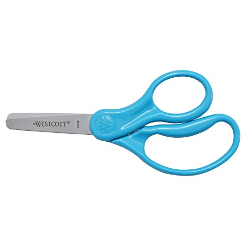 Westcott 15968 Right-Handed Scissors, Kids' Scissors, Ages 4-8, 5-Inch Blunt Tip, Blue