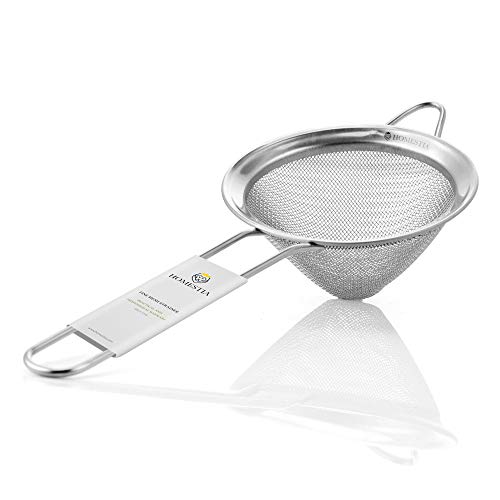 Homestia 3.3' Double Strainer for Kitchen Cocktail Sieves Food Strainers, 304 Stainless Steel Fine Tea Strainer Coffee Strainer, Liquid Strainer Cup Strainer, Fine Mesh Strainer for Drinks (Silver)