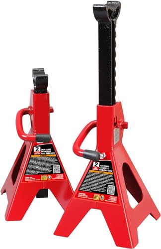 BIG RED AT42002R-3 Torin Jack Stands (1 Pair): Exceptional Use for Cars, Sedans, and Most Automobiles - 2 Ton (4,000 lb.) Capacity, Red