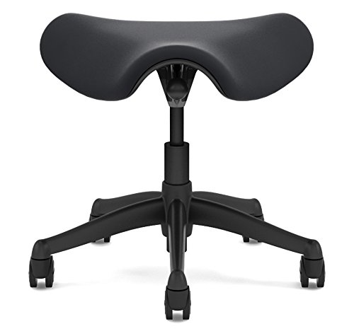 Humanscale Freedom Saddle Stool Seat Chair F300 - Graphite Frame Black Lotus Textile F300GK101 - Standard Casters