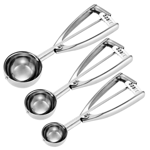 Fayomir Cookie Scoop Set - Small/1 Tbsp, Medium/2 Tbsp, Large/3 Tbsp - Cookie Dough Scoop, Cookie Scoops for Baking,18/8 Stainless Steel Melon Baller Scoop Ice Cream Scoop Muffin Scoop