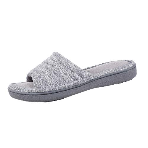 isotoner womens Space Dyed Andrea With Moisture Wicking for Indoor/Outdoor Comfort and Arch Support Slide Slipper, Ash, 9.5-10 US