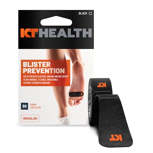 KT Tape, Blister Prevention Tape, 30 Count, 3.5' Precut Strips, Black