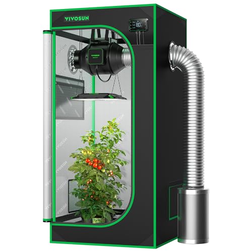 VIVOSUN S224 2x2 Grow Tent, 24'x24'x48' High Reflective Mylar with Observation Window and Floor Tray for Hydroponics Indoor Plant for VS1000